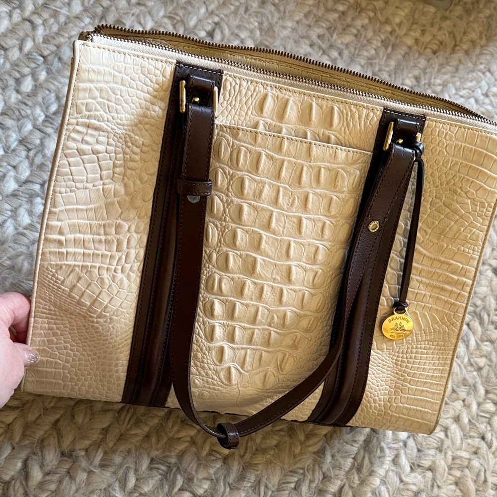 Croc-embossed Brahmin tote